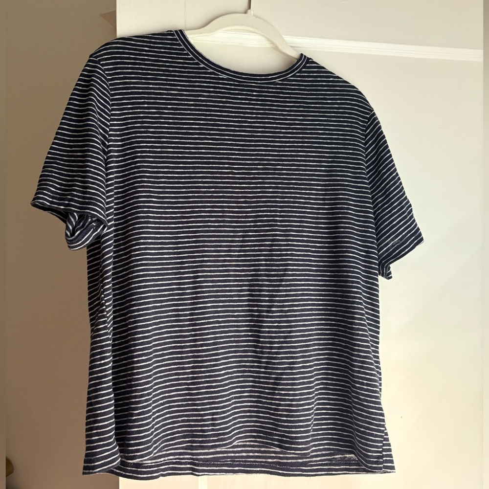 a new day Blue and White Striped Short Sleeve Tee